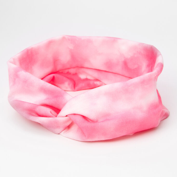 Bright Pink Tie Dye Twisted Headwrap,