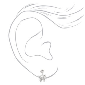 Silver-tone Butterfly &amp; Stars Stud Earrings - 3 Pack,
