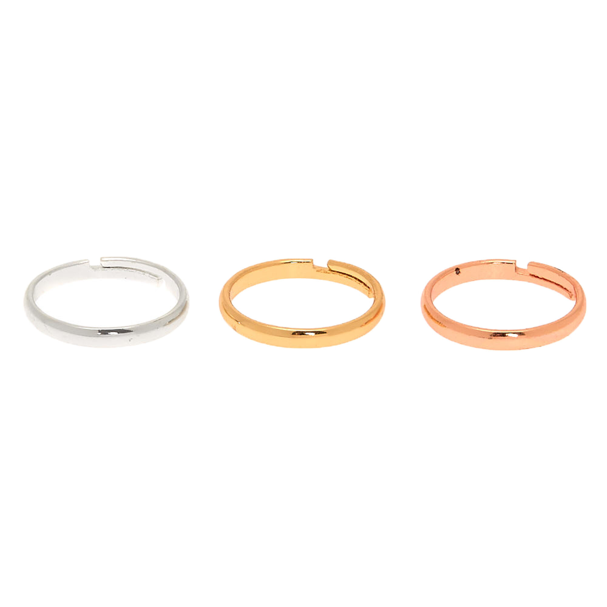 Mixed Metal Classic Band Toe Rings - 3 Pack,