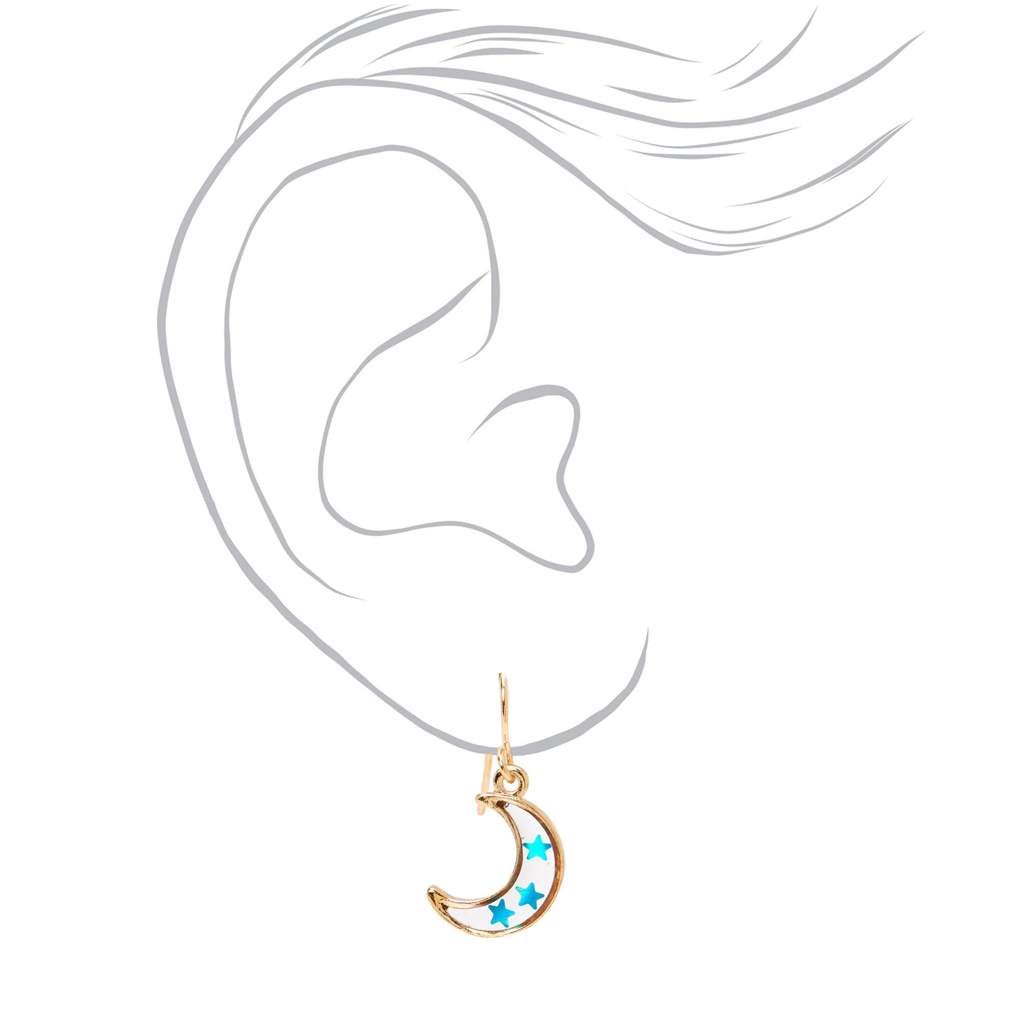 Pendantes lune et étoile confettis 1,5 cm couleur dorée,