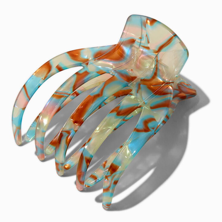 Brown &amp; Turquoise Swirl Yoga Hair Claw,
