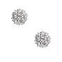 Silver Crystal Fireball Stud Earrings,
