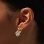 Gold-tone Crystal Heart Clip-On 0.5&quot; Drop Earrings,
