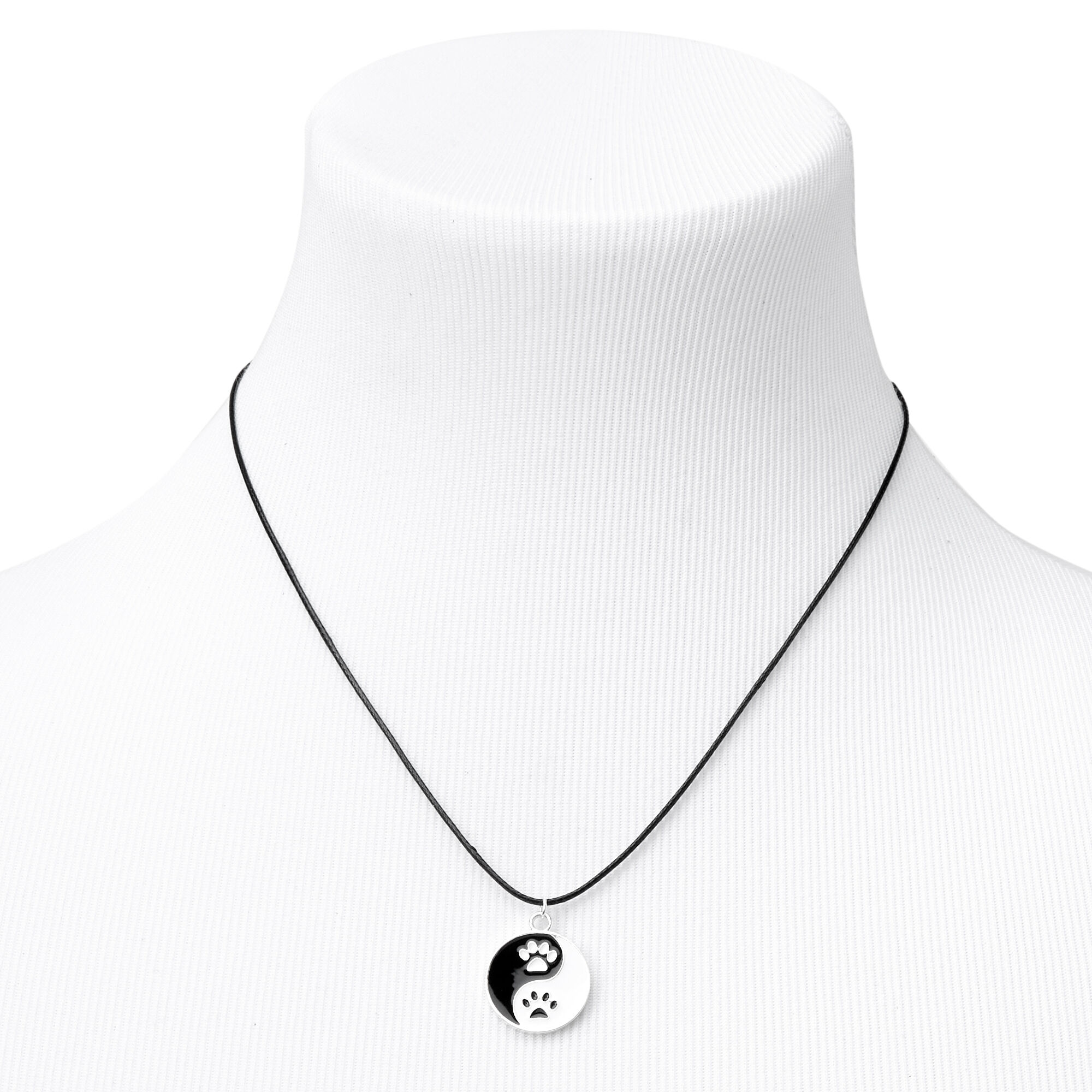 Yin Yang Pawprints Pendant Cord Necklace,