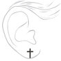 Clous d&#39;oreilles croix en strass en titane couleur argent&eacute;e - Noir,