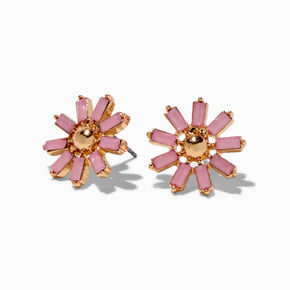 Blush Pink Flower Gold-tone Stud Earrings,