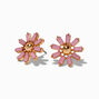 Blush Pink Flower Gold-tone Stud Earrings,