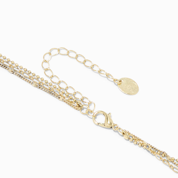 Gold-tone Medallion Horn Multi-Strand Choker Necklace,