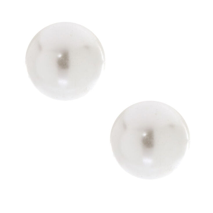 Claire's Clous d'oreille en perles d'imitation blanches 8 mm