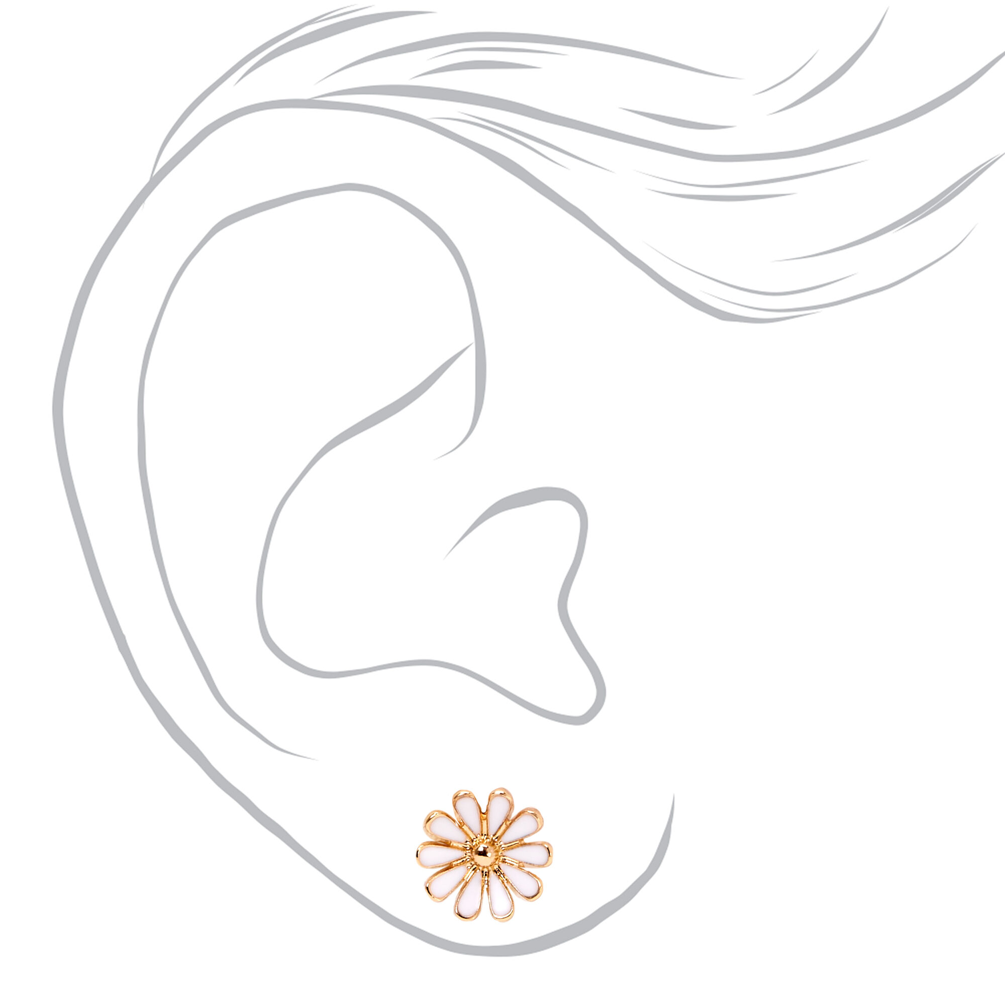 White Daisy Enamel Stud Earrings