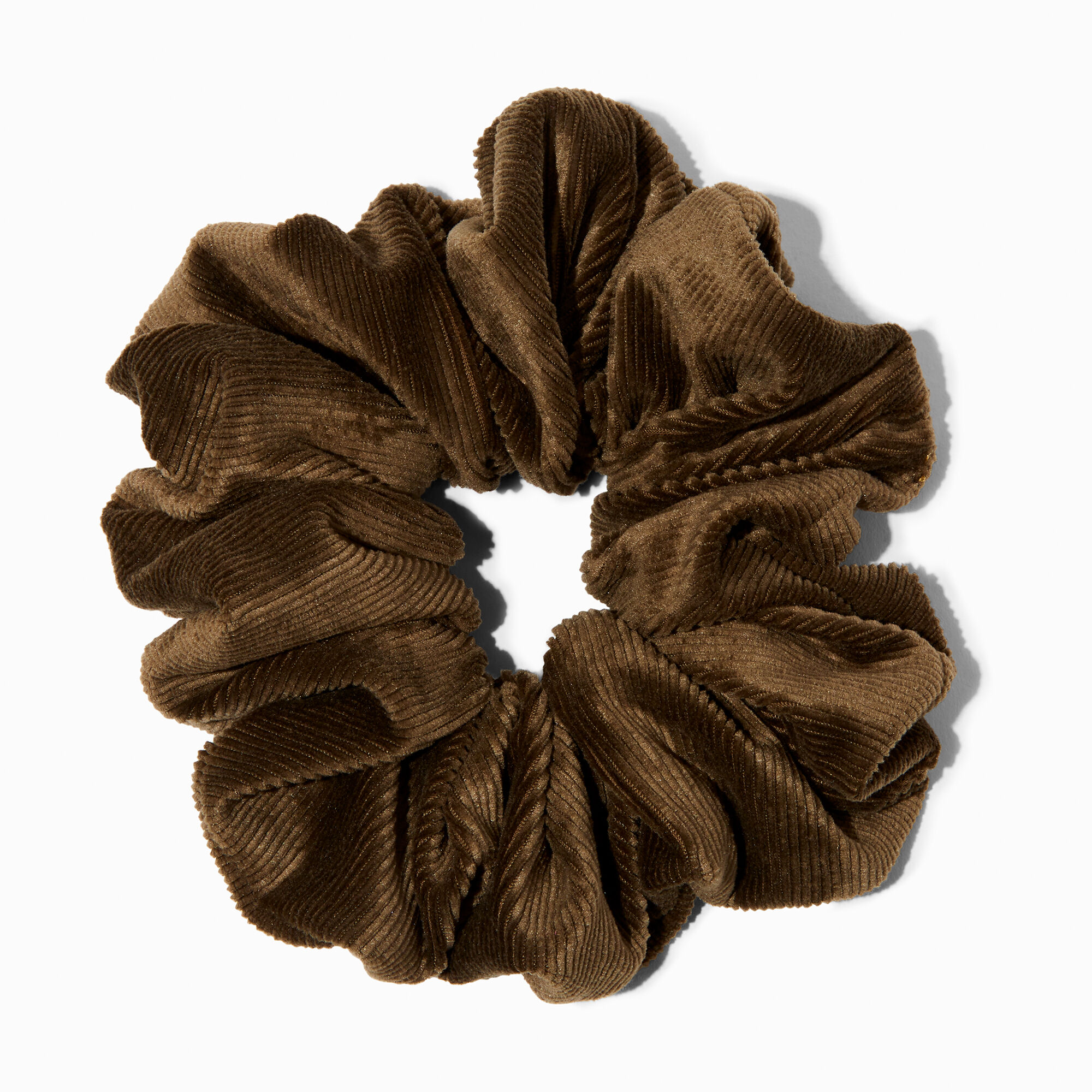 View Claires Olive Ribbed Giant Hair Scrunchie Green information