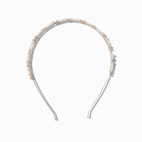 Rose Gold-tone Crystal Butterfly &amp; Pearl Headband,