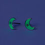 Glow In the Dark Crescent Moon Stud Earrings - Blue,