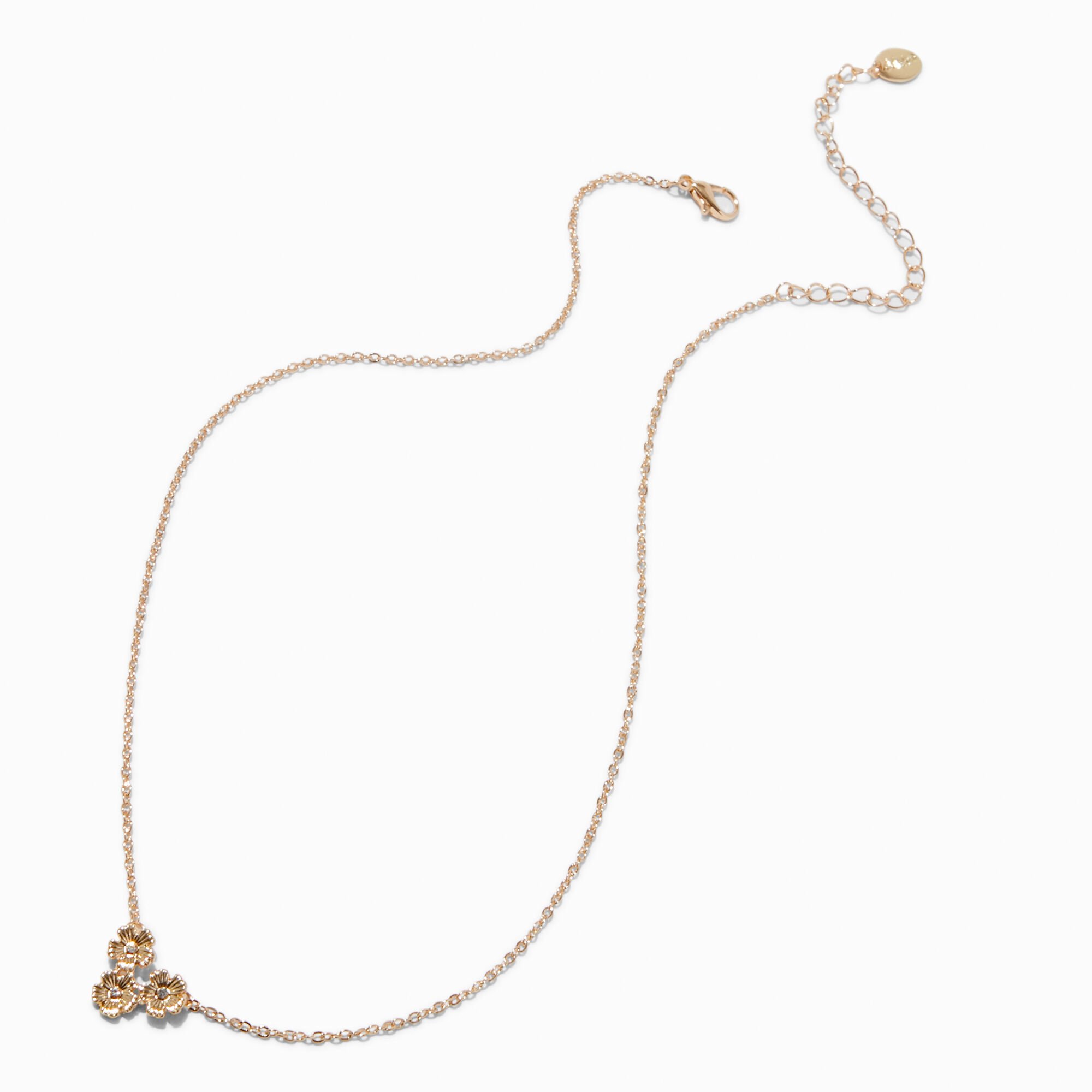 Gold-tone Triple Daisy Necklace,