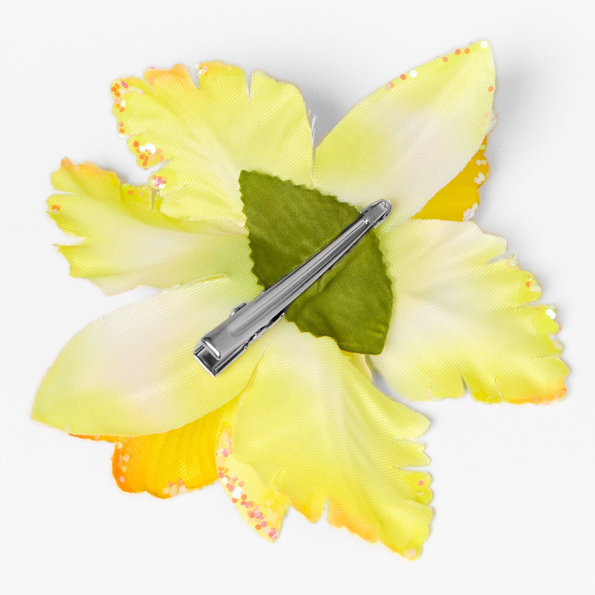 Yellow & Pink Glitter Flower Hair Clip,