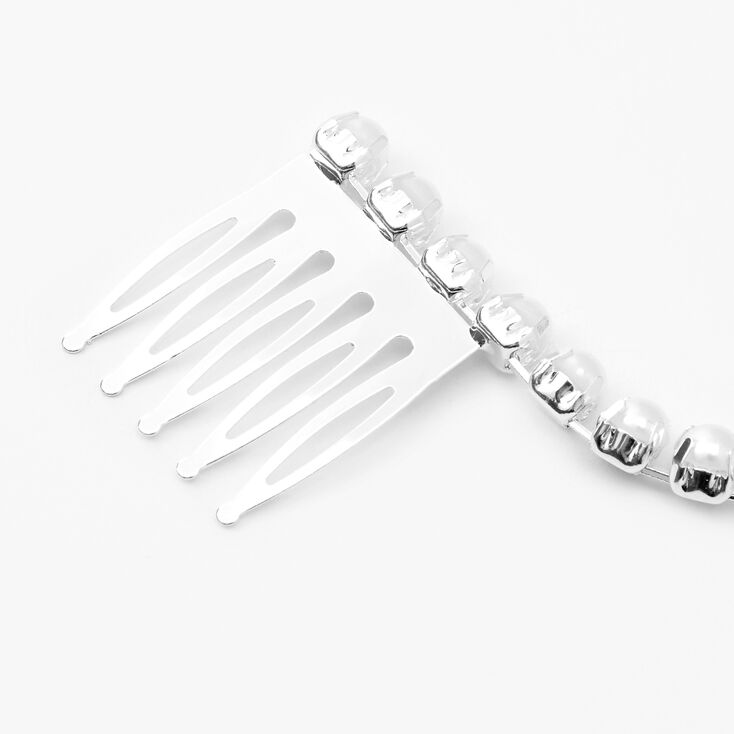 Ornement pour cheveux avec perles d&rsquo;imitation couleur argent&eacute;e,