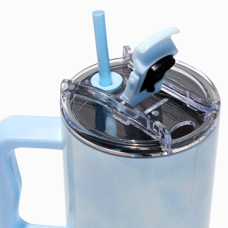Blue Swirl Stainless Steel Handled Tumbler,