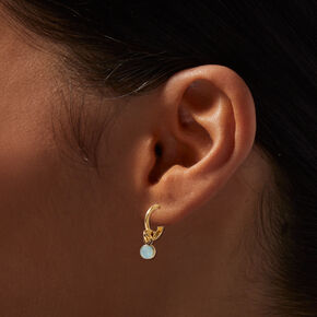 Gold-tone Green Stone Earring Stackables Set - 3 Pack,