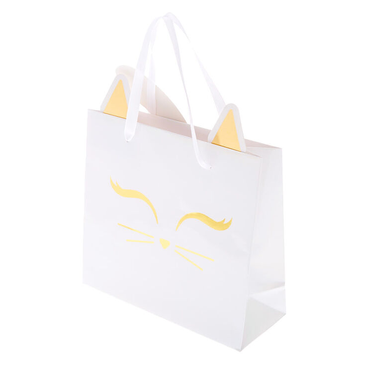 Sac cadeau chaton iris&eacute; - Blanc,