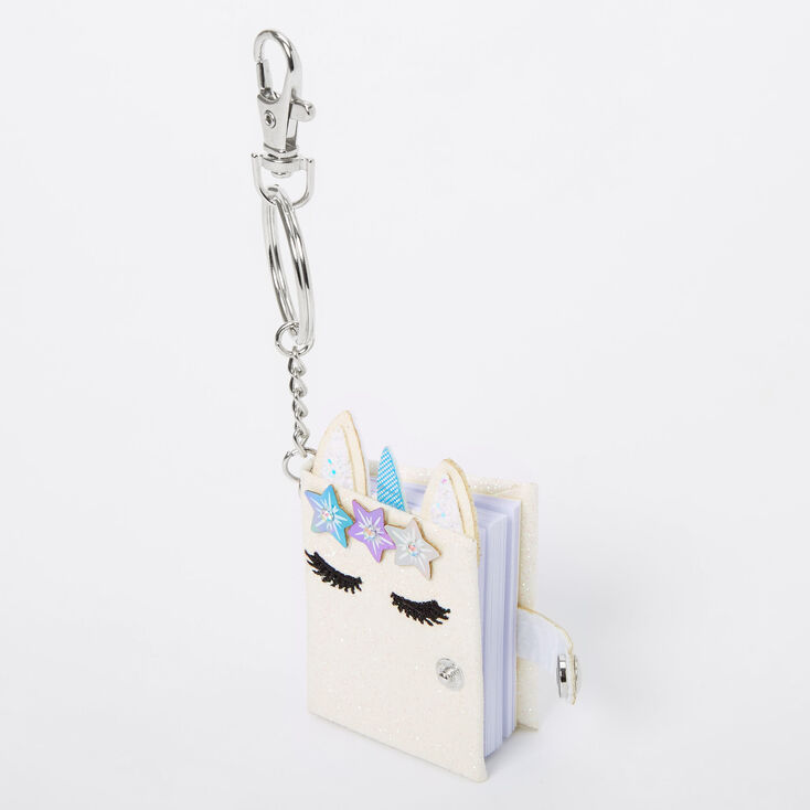 Grace the Unicorn Mini Diary Keychain - White,