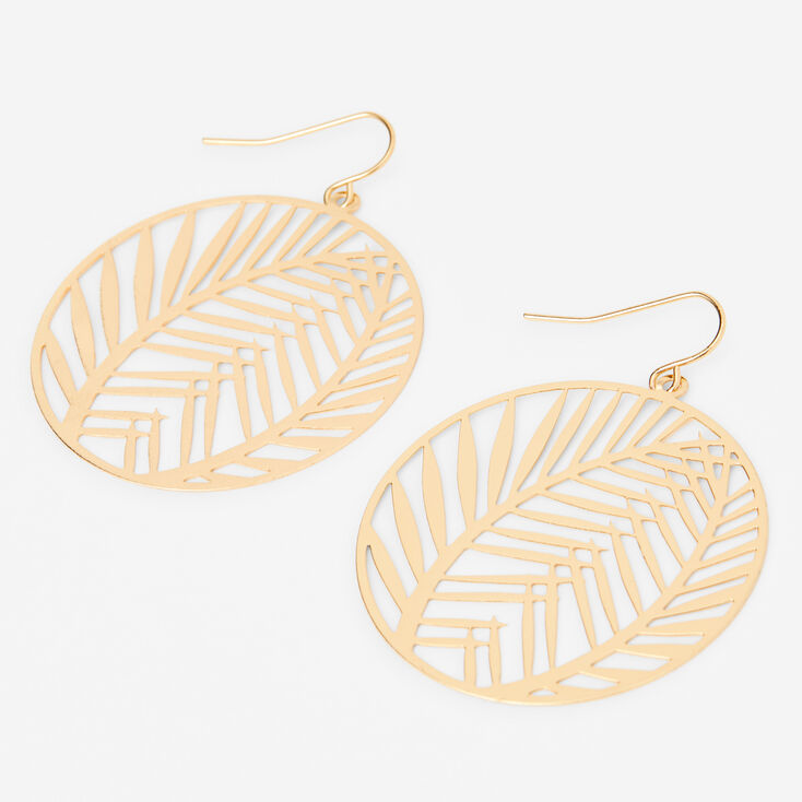 Palm Leaf Cutout 2&quot; Drop Earrings,