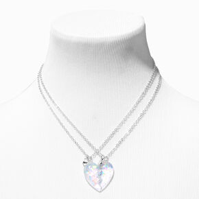 Best Friends Iridescent Split Heart Pendant Necklaces - 2 Pack,