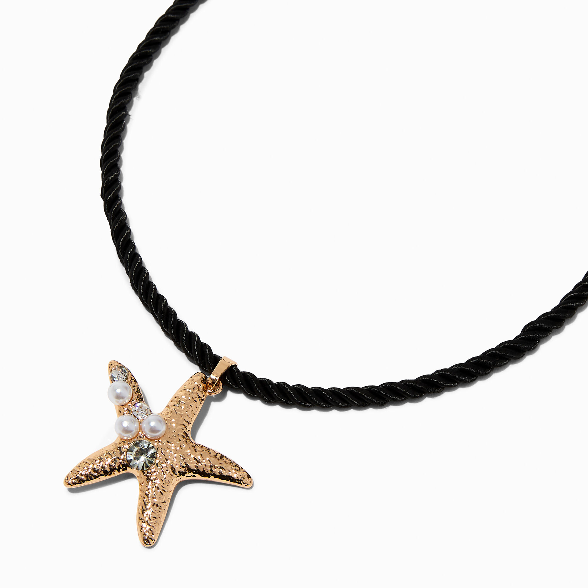 View Claires GoldTone Starfish Rope Pendant Necklace Black information