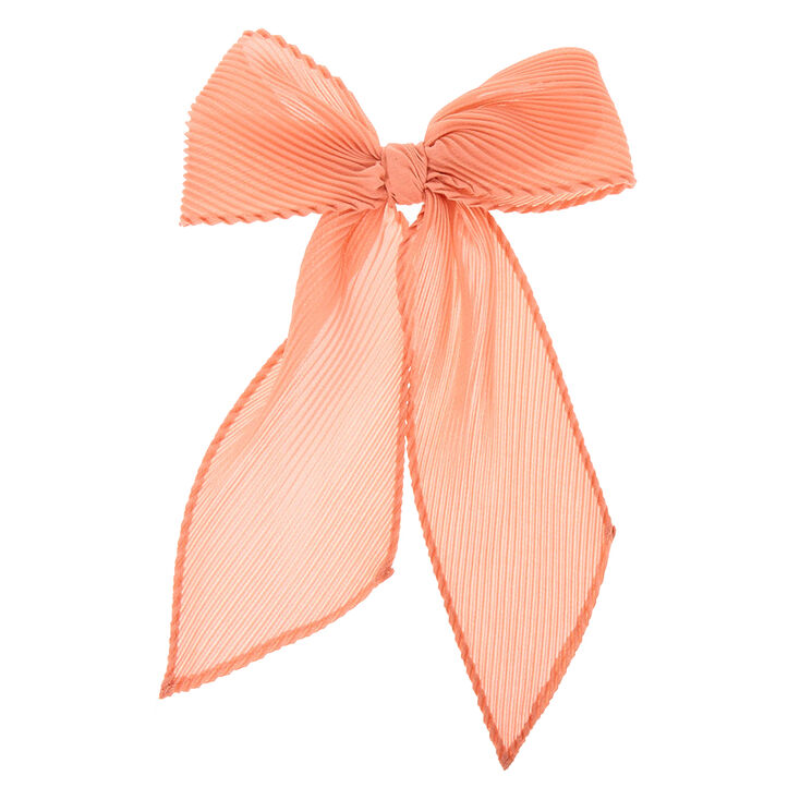 Pleated Chiffon Hair Bow Clip - Pink,