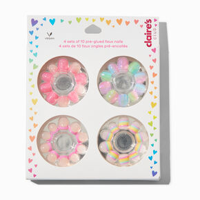 Claire&#39;s Club Rainbow Press On Vegan Faux Nail Set - 4 Pack,