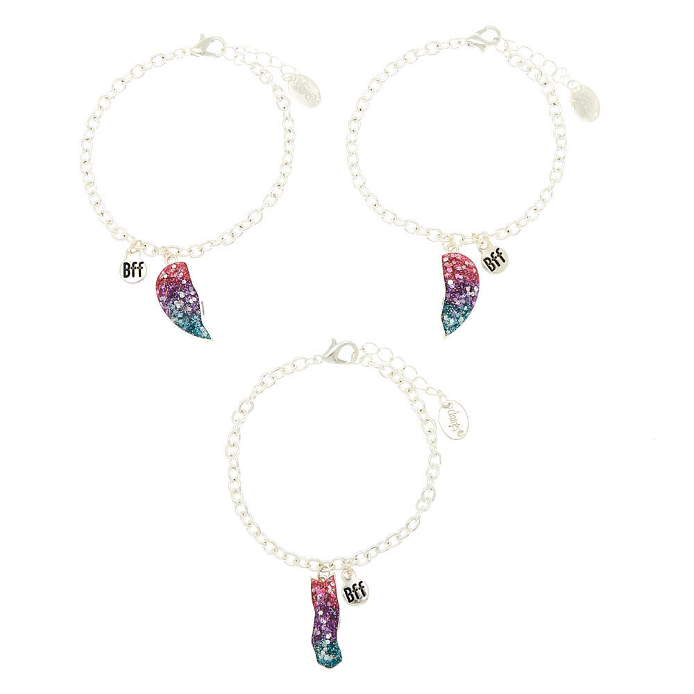 Cosmic Glitter Heart Friendship Bracelets - 3 Pack,