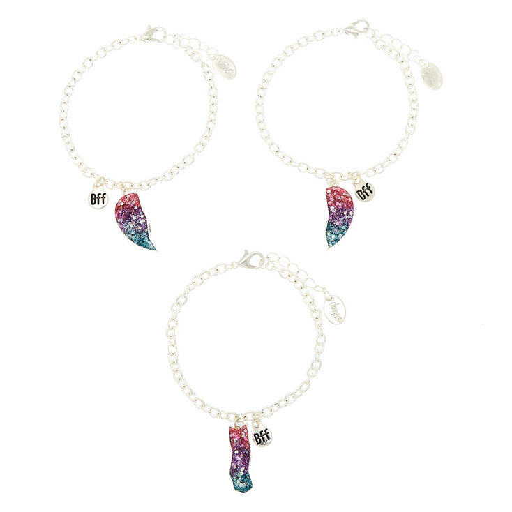 Lot de 3&nbsp;bracelets d&#39;amiti&eacute; avec c&oelig;ur &agrave; paillettes cosmiques,