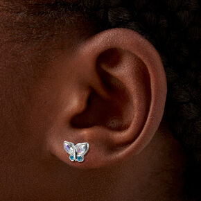 Iridescent Crystal Butterfly Stud Earrings,