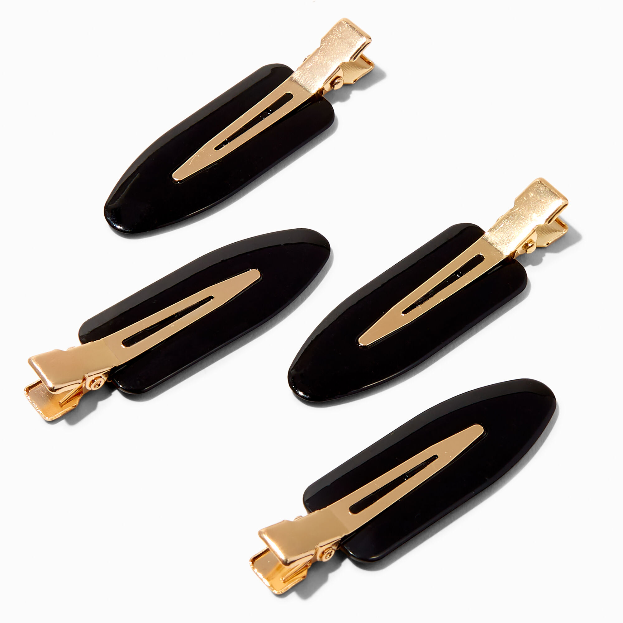 View Claires Gold No Crease Hair Styling Clips 4 Pack Black information