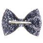 Glitter Mini Hair Bow Clip - Slate Grey,