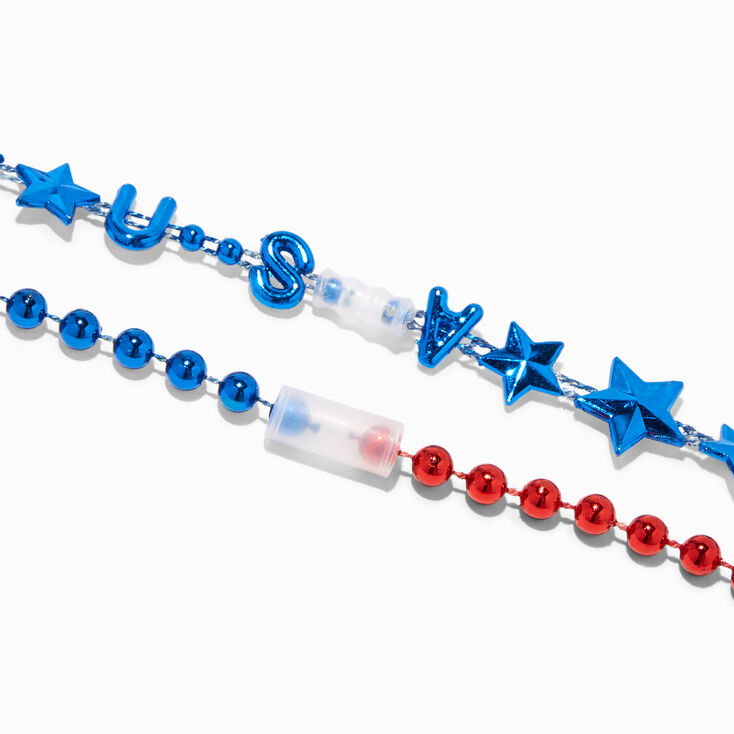 Patriotic Red, White, &amp; Blue Beaded Necklaces - 6 Pack,