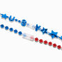 Patriotic Red, White, &amp; Blue Beaded Necklaces - 6 Pack,