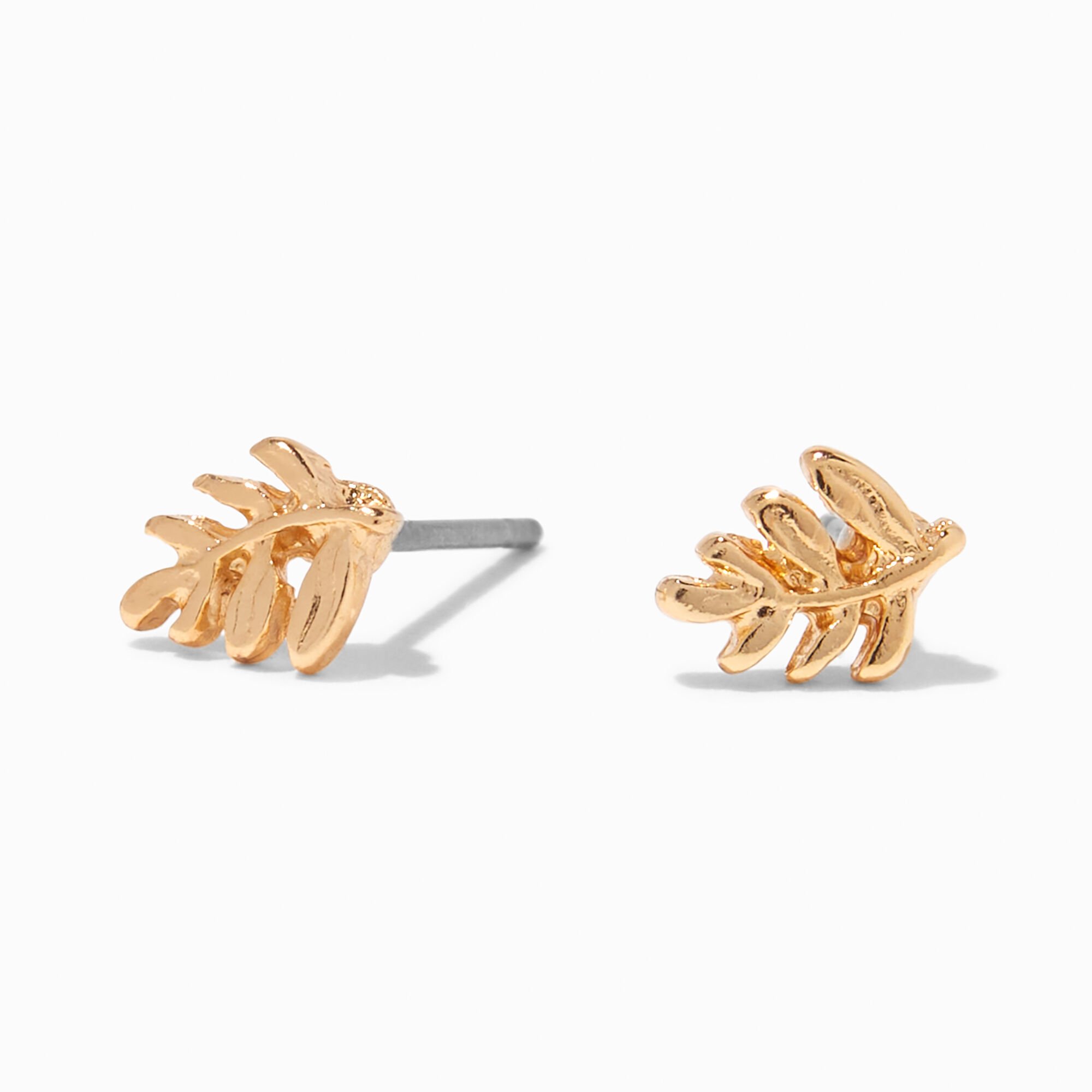 View Claires Tone Leaf Stud Earrings Gold information