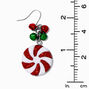 Peppermint Swirl &amp; Jingle Bells 1.5&quot; Drop Earrings,