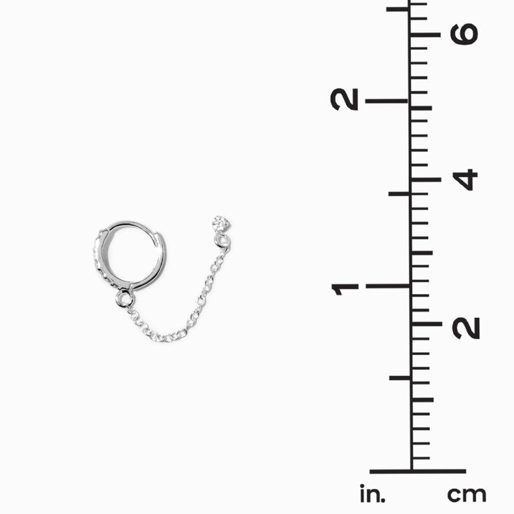 C LUXE by Claire's Sterling Silver Cubic Zirconia Hoop Connector Chain Stud Earrings