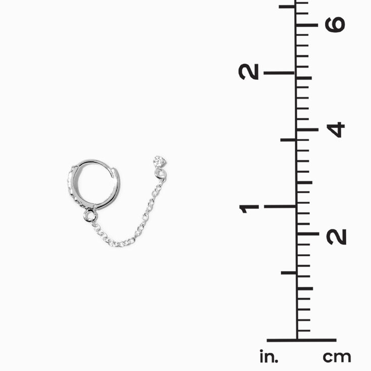 C LUXE by Claire&#39;s Sterling Silver Cubic Zirconia Hoop Connector Chain Stud Earrings,