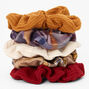 Autumn Prints and Solids Ribbed Knit Hair Scrunchies - 5 Pack,