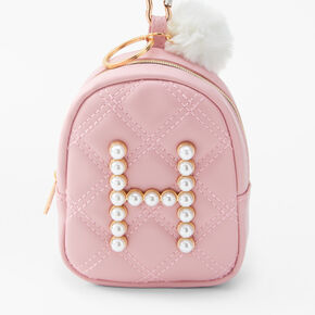 Initial Pearl Mini Backpack Keyring - Blush Pink, H,