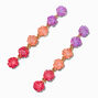 Pendantes lin&eacute;aires 8&nbsp;cm roses sculpt&eacute;es roses et violettes,