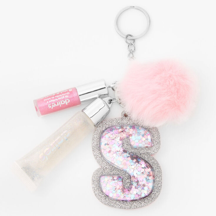 Initial Pink Lip Gloss Keychain - S,