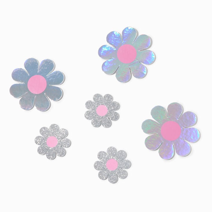 Holographic Daisy 3-D Wall Stickers - 6 Pack,