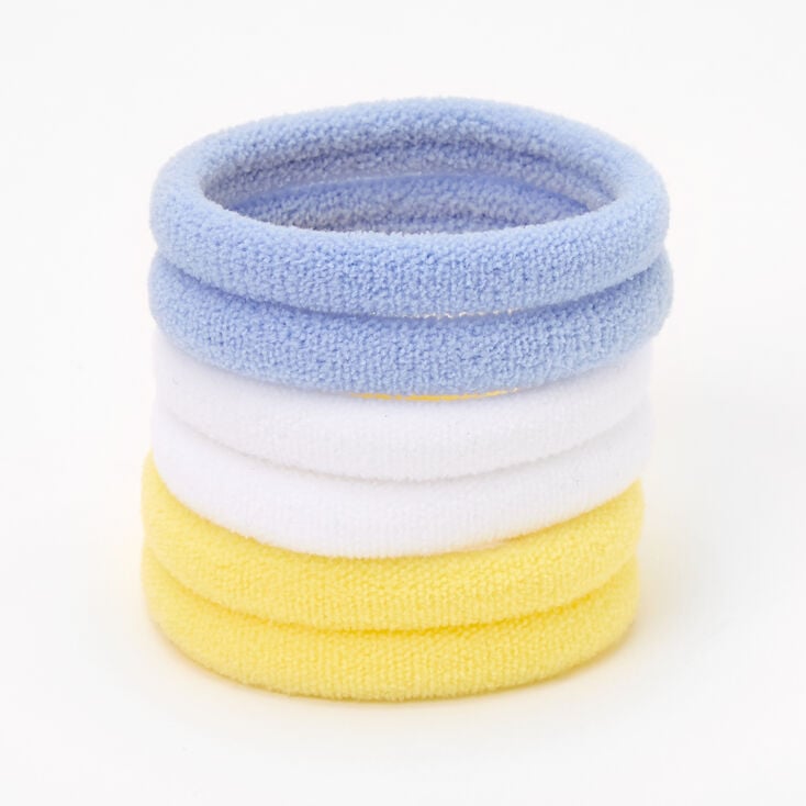Claire's Élastiques roulés en peluche bleus, blancs et jaunes - Lot de 6