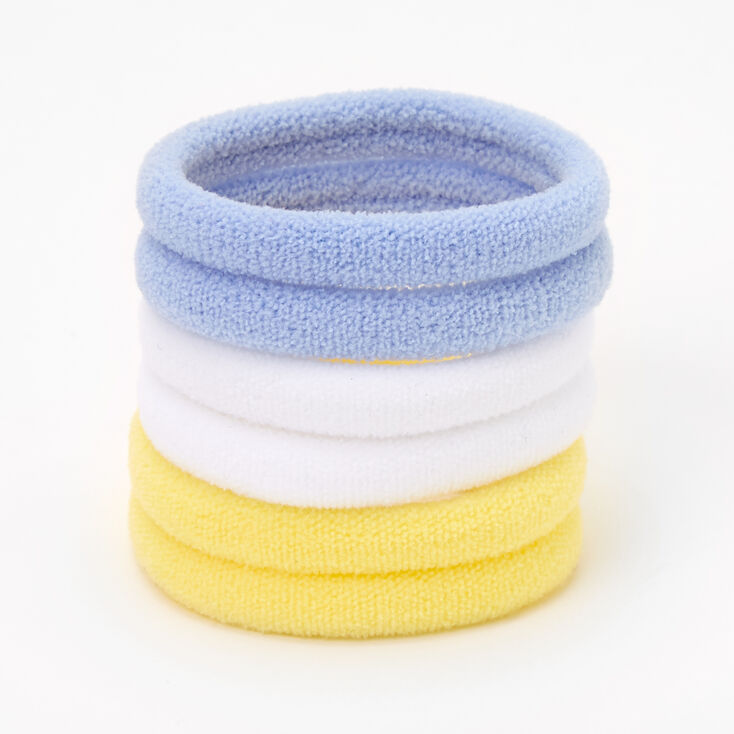 Claire's Élastiques roulés en peluche bleus, blancs et jaunes - Lot de 6