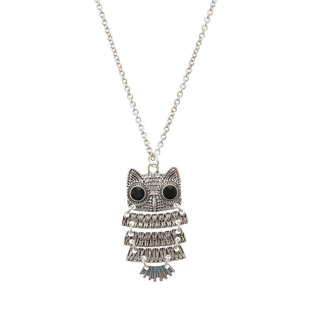 Silver Owl Pendant Necklace