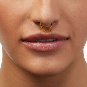 16G Gold-tone Stainless Steel Threadless Septum Nose Stud ,