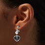 Black Heart &amp; Pearl 1&#39;&#39; Clip-On Drop Earrings,